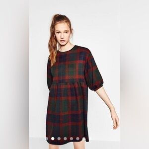 ZARA Women's Trafaluc Knit Plaid Dress